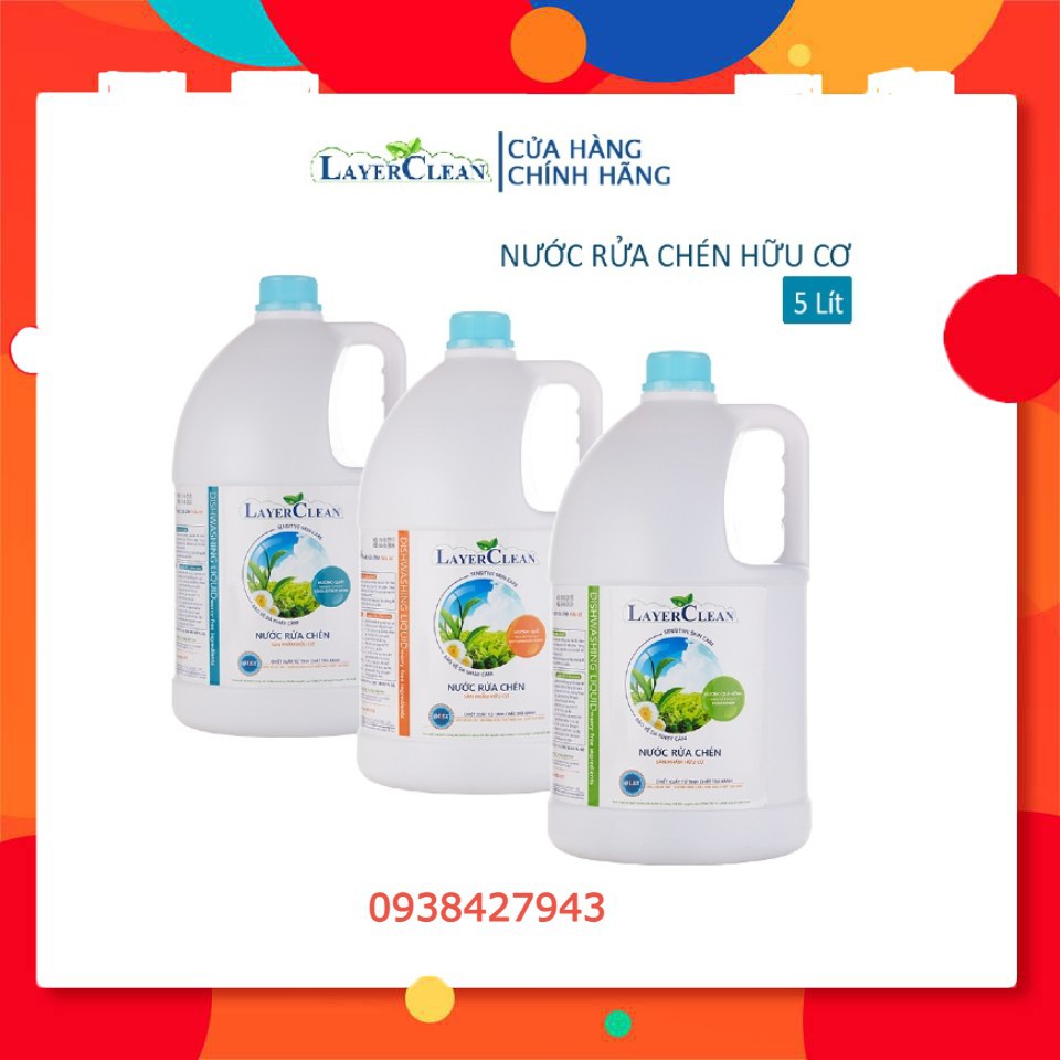 Nước rửa chén hữu cơ Layer Clean - can 5L siêu tiết kiệm