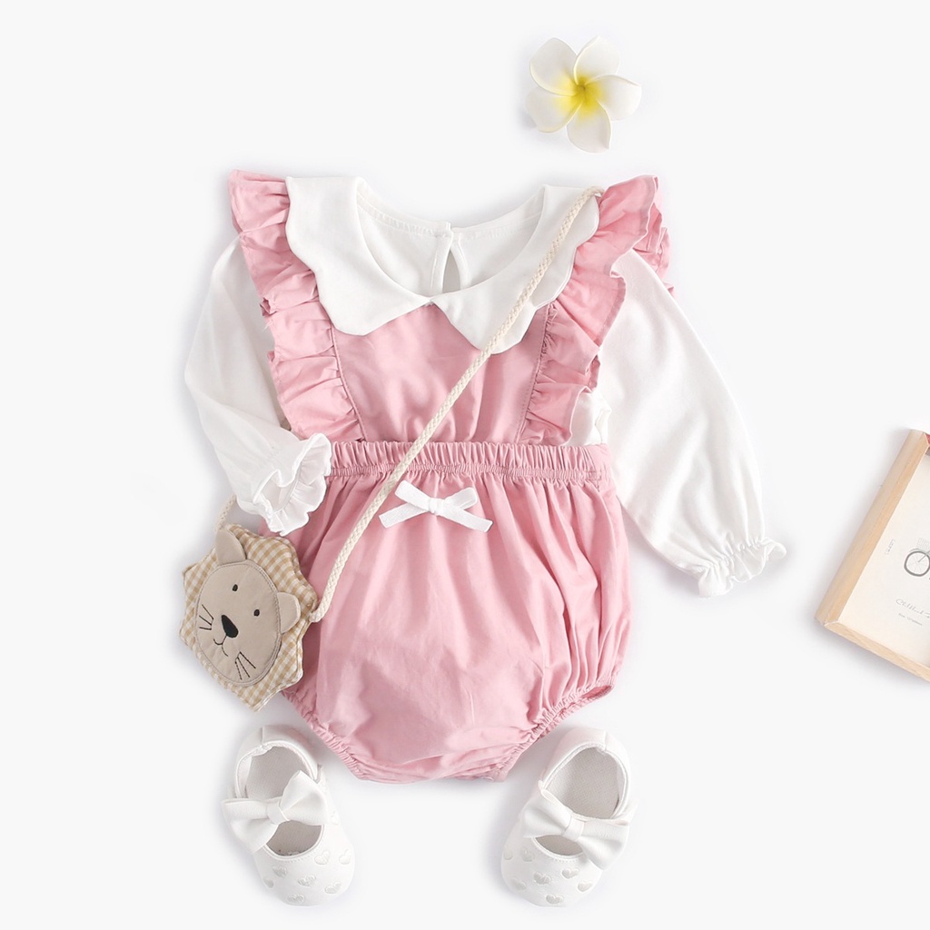 Áo Liền Quần Bằng Cotton Tay Dài In Họa Tiết Hoa Năm Mới Cho Bé Gái Sơ Sinh 0401