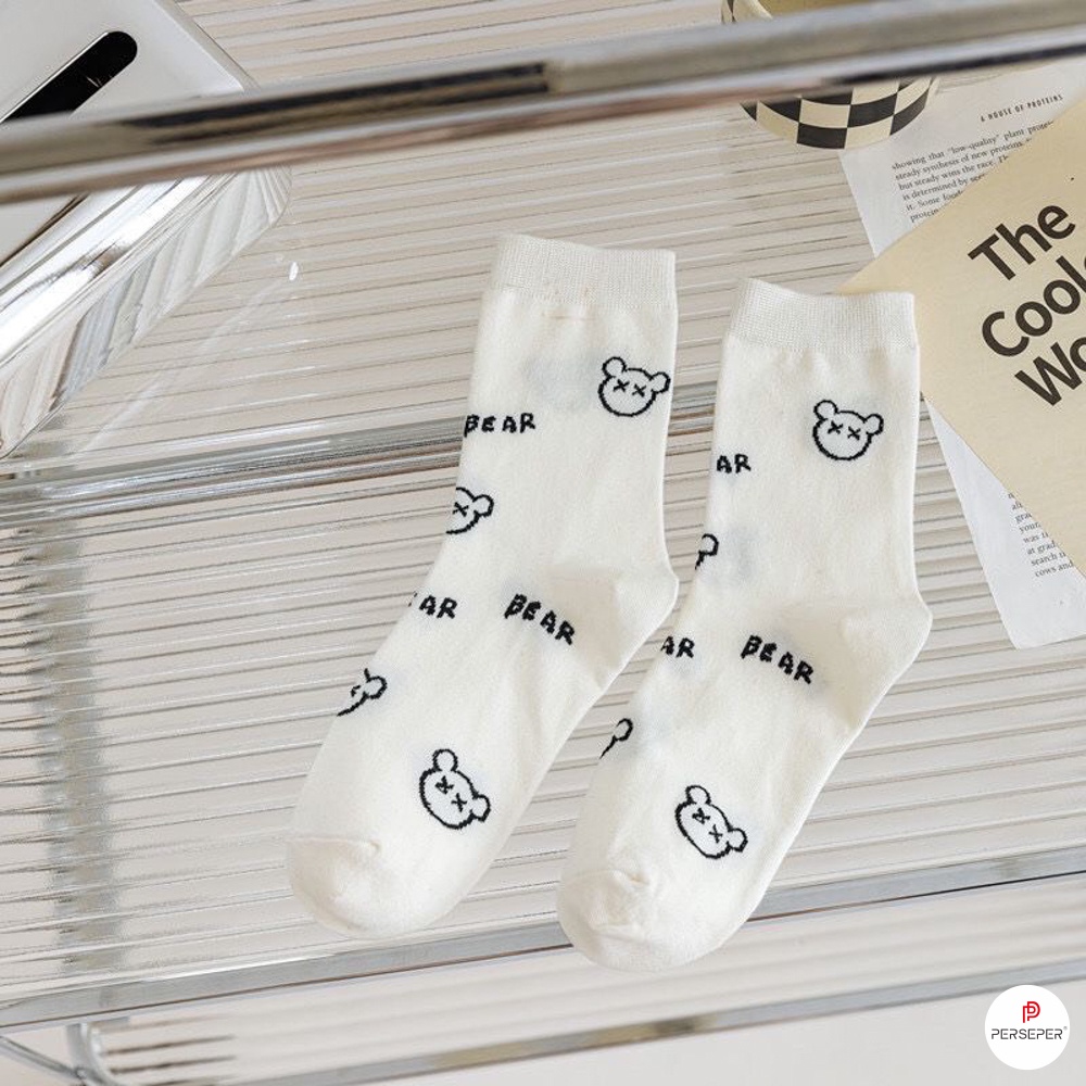 Tất cổ cao nữ phong cách Hàn Quốc dễ thương, Set vớ nữ chất liệu vải cotton - Hot store