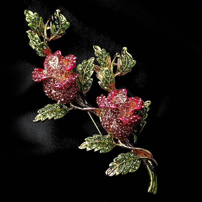 GETNOIVAS Ghim cài áo hình hoa hồng đính đá xinh xắn dành cho nữ