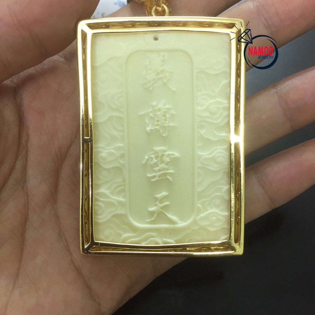 Mặt Dây Chuyền Vàng Nam, Mặt Vòng Cổ Nam Ngọc Trắng Hình Quan Công V663 Namoo Jewelry
