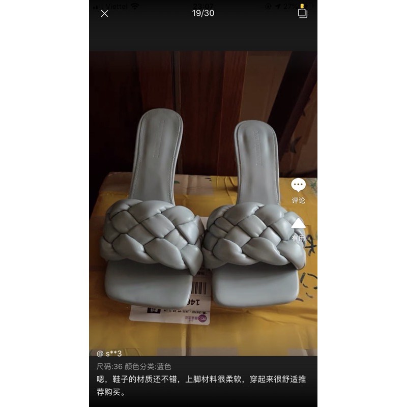 Guốc lê nữ quai ngang dây bện phồng gót cao 5cm