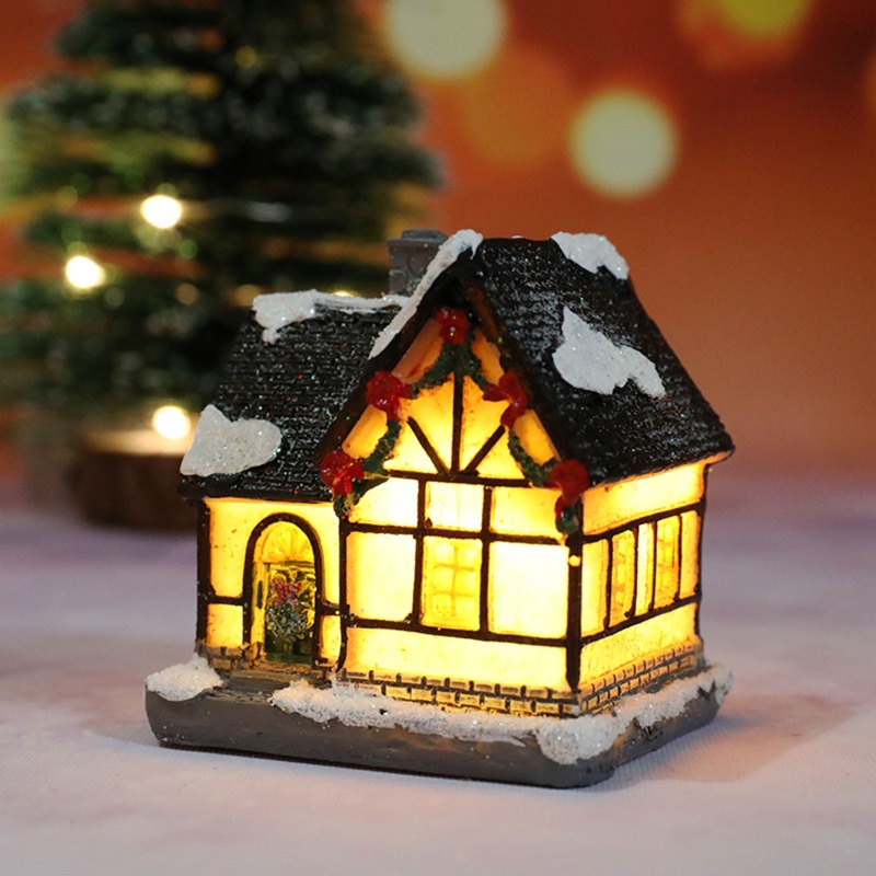 Mô Hình Ngôi Nhà Mini Bằng Nhựa Resin Màu Dạ Quang Phong Cách Châu Âu Trang Trí Giáng Sinh