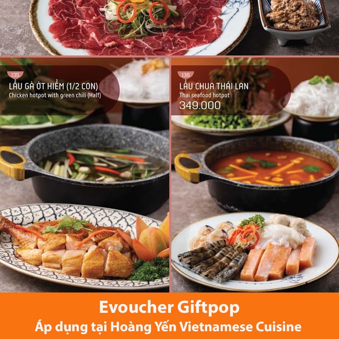 HCM [Evoucher] Voucher dùng Set voucher gặp gỡ dành cho 1 - 2 người tại Nhà Hàng Hoàng Yến Vietnamese Cuisine