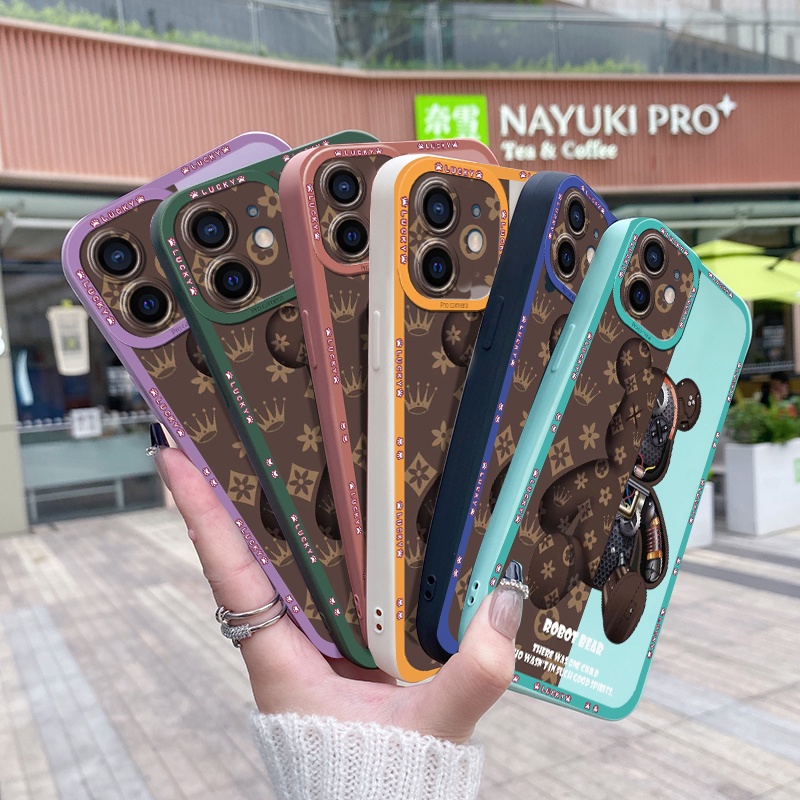 Ốp Điện Thoại Silicon Viền Vuông Họa Tiết Chú Gấu Dễ Thương Chống Sốc Cho Tecno POVA 2 Pova2