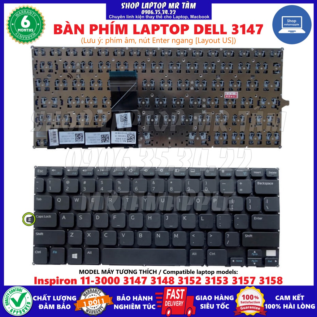 (KEYBOARD) BÀN PHÍM LAPTOP DELL 3147 dùng cho Inspiron 11-3000 3147 3148 3152 3153 3157 3158