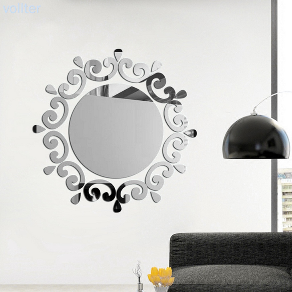Dán tường acrylic tráng gương viền ren 3D trang trí nhà cửa / văn phòng