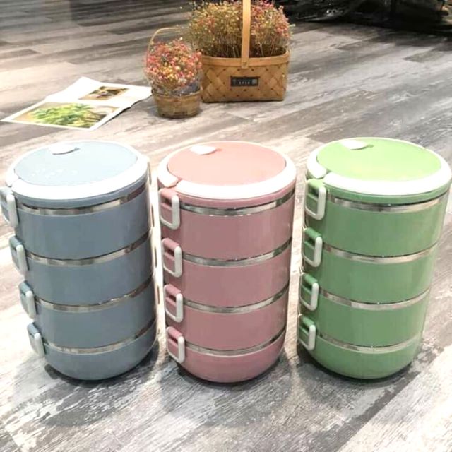 Cặp lồng đựng cơm lúa mạch ♥️FREESHIP♥️ ruột inox 4 tầng