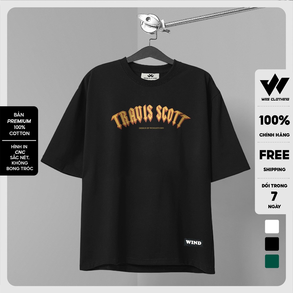 Áo thun tay lỡ unisex WIIS TRAVIS phông form rộng 65% Cotton nam nữ oversize ulzzang
