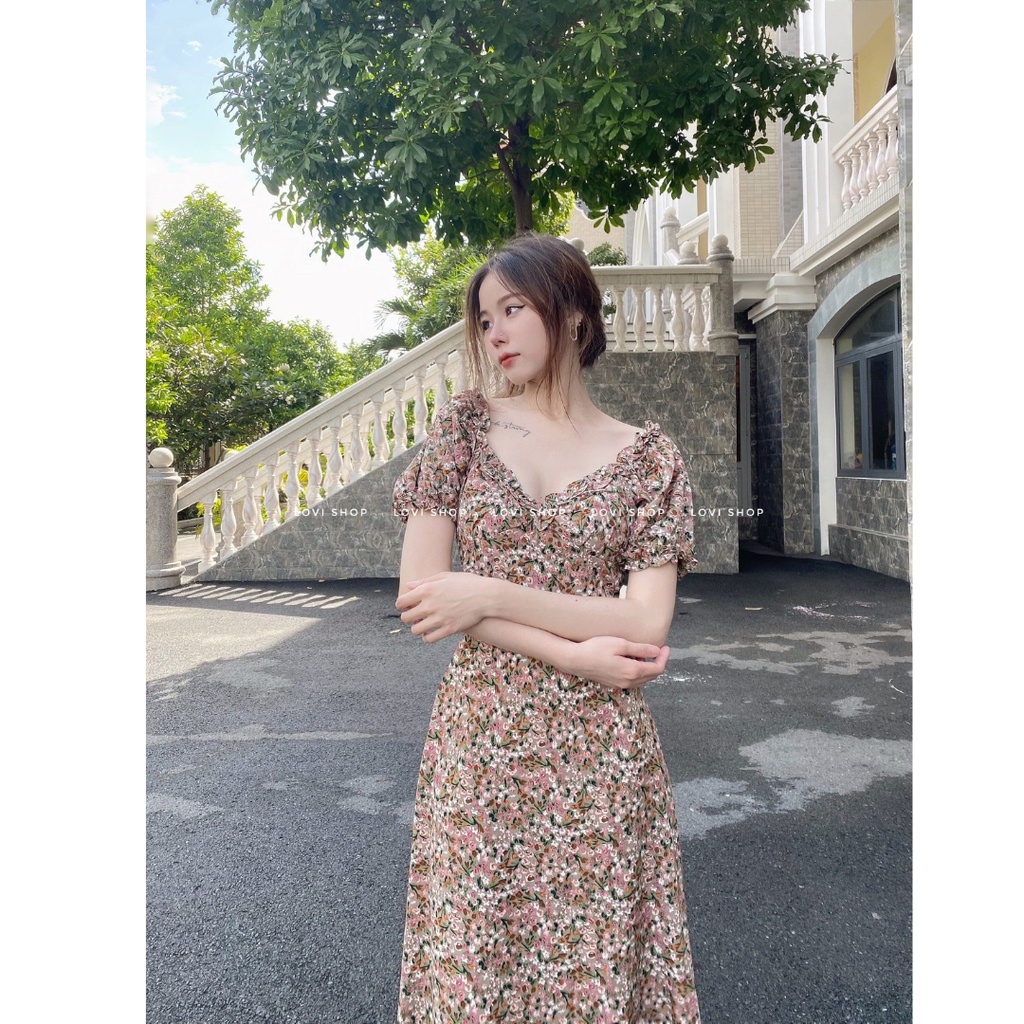 LOVI SHOP - Đầm maxi hoa phong cách vintage thời trang Pháp