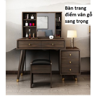 ⭐Sang trọng⭐ Bàn trang điểm vân gỗ gụ kèm ghế cao cấp, bàn trang điểm phòng ngủ BAH036