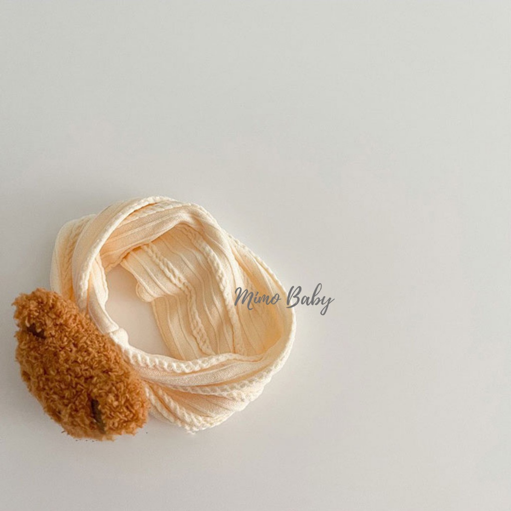 Băng đô bản to thun gân đính gấu bông xù đáng yêu cho bé BD67 Mimo Baby