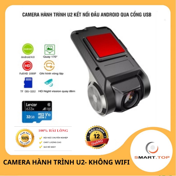 Camera hành trình Ô TÔ U2 | V2 Có WIFI DVR FHD 1080P Cao cấp, góc rộng siêu nét - Chuyên dụng cho xe hơi - BH 12 Tháng