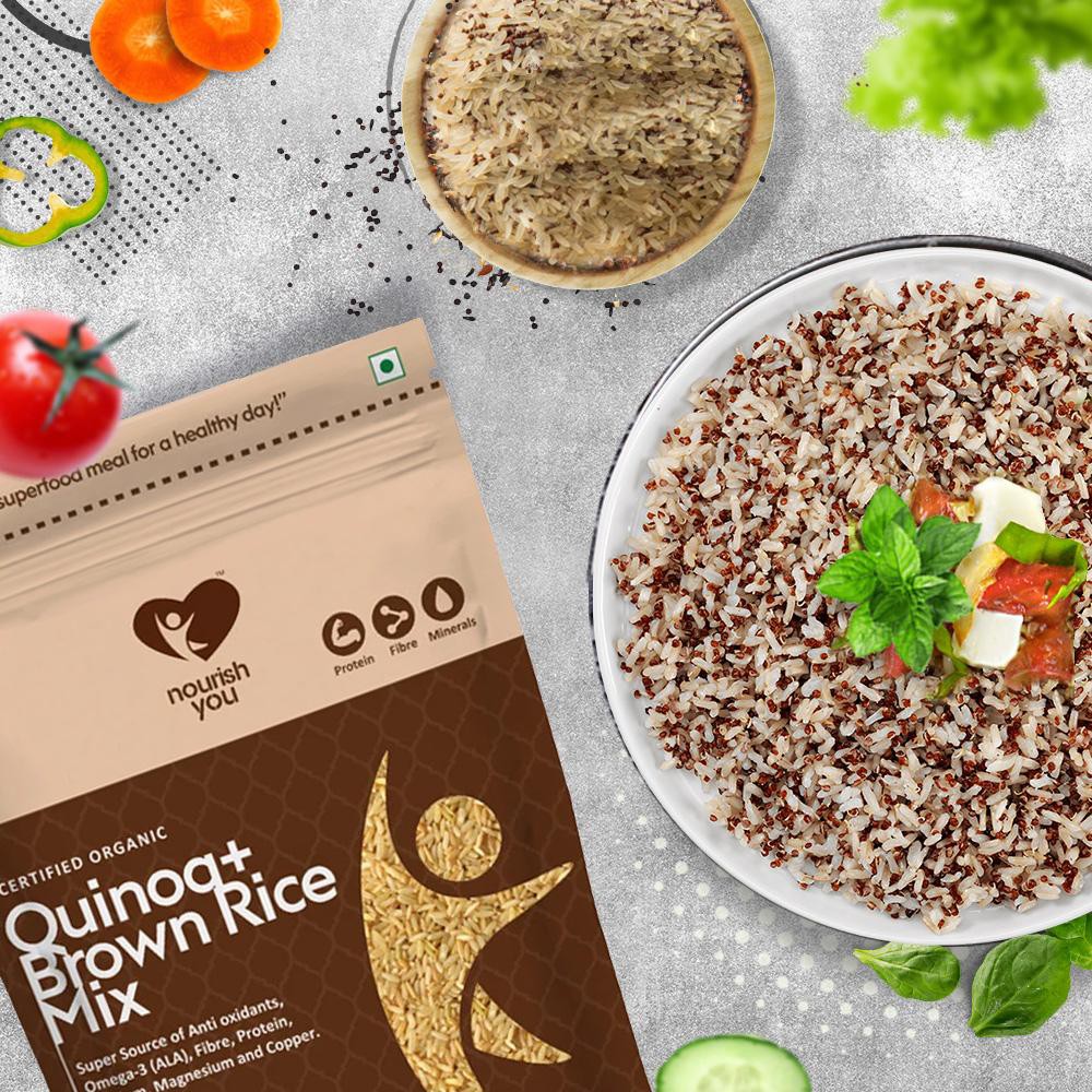 Hạt diêm mạch hữu cơ trộn gạo lứt Organic Quinoa with Brown Rice Mix Nourish You Gói 500g