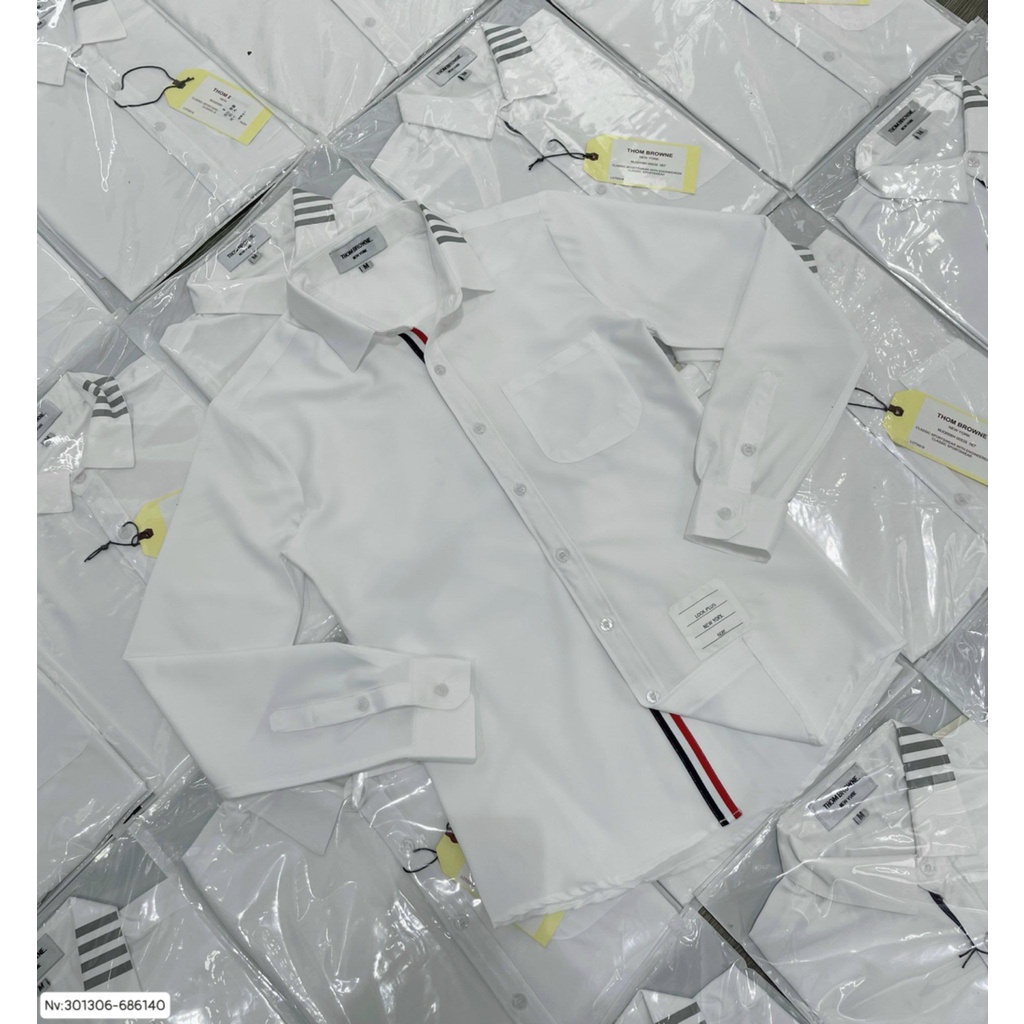 Sơ mi Thom Browne sọc xám cổ vải cao cấp mới nhất 2022