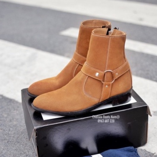 Tobacco Harness Boots da lộn