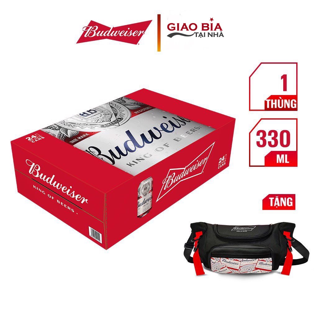 Bia Budweiser Lon Thùng 24 x 330ml Bia Mỹ bán chạy nhất Thế Giới | Chính Hãng