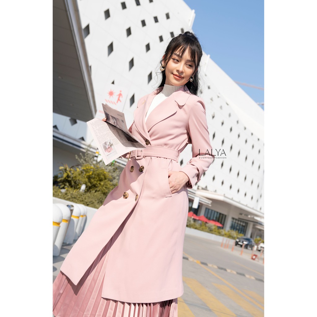 LALYA_Măng tô dáng dài kèm belt-Hồng | BigBuy360 - bigbuy360.vn