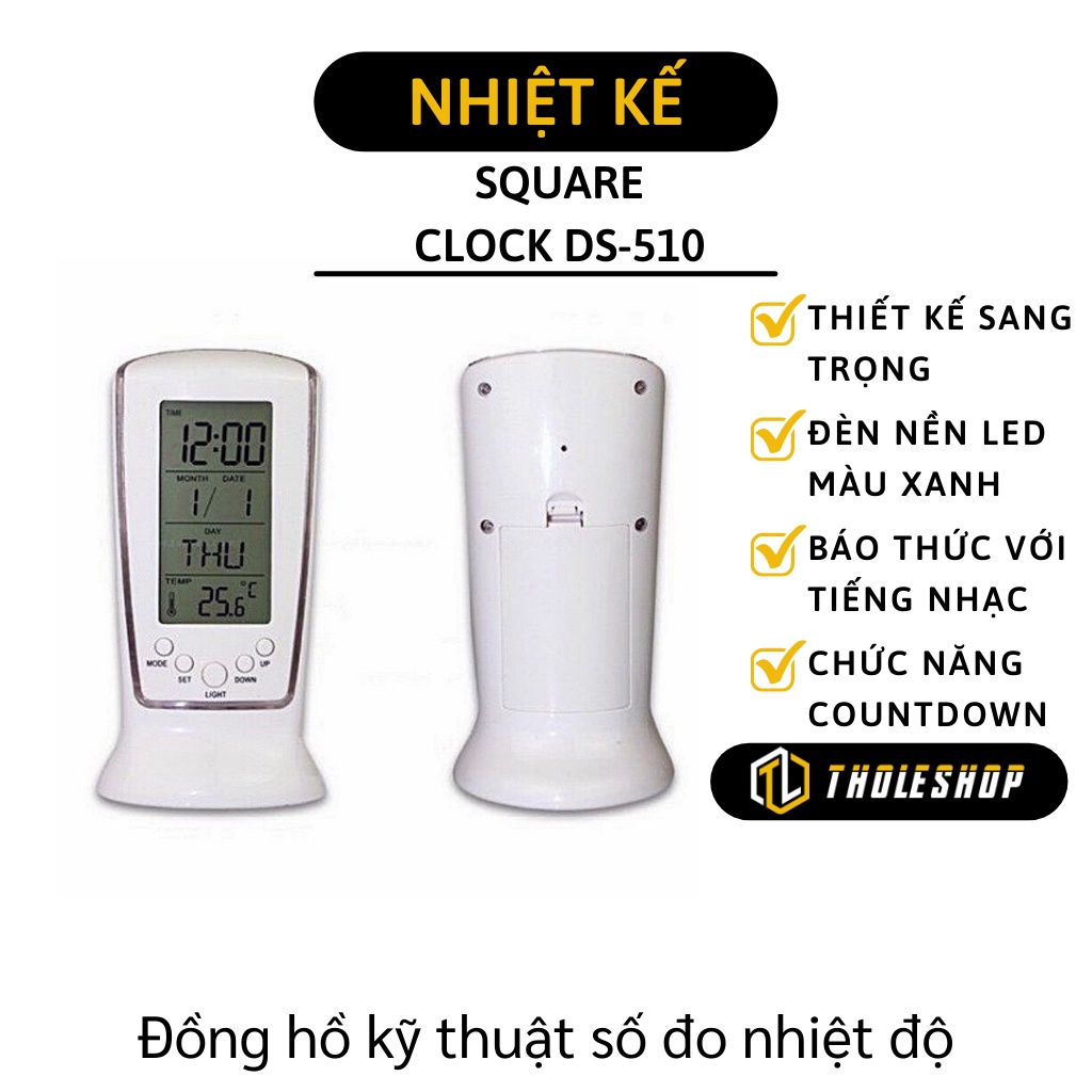 Nhiệt Kế Đo Phòng - Đồng Hồ Để Bàn Đa Chức Năng, Báo Thức Có Nhạc, Đếm Ngược 4939