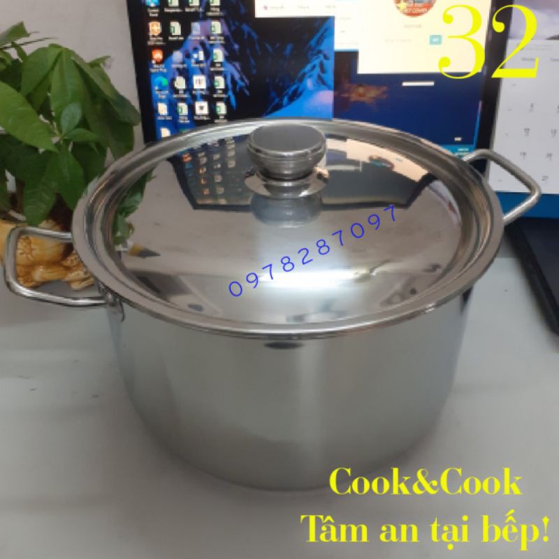 [CHÍNH HÃNG] Nồi luộc gà inox 15 lít size 32 cm đáy từ Vietcook