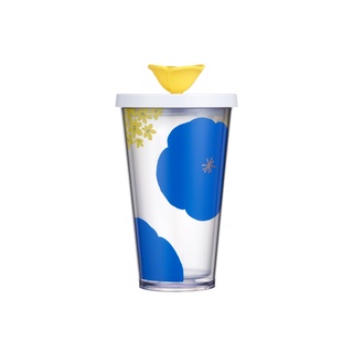 Bình Starbucks Cold Cup 16Oz Blue Poppies With Straw