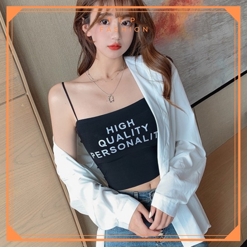 [CÓ MÚT NGỰC]Áo Hai Dây Croptop Hai Dây Sợi Bún Su Đúc Không Viền Siêu Mát Co Dãn BigSize 60kg TepFashion - A2D004
