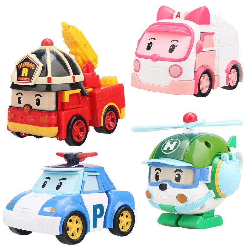 [Bộ 6 Hình ]_ Đồ Chơi Biến Hình Biệt Đội Xe Cứu Hộ Robocar Poli Cho Bé
