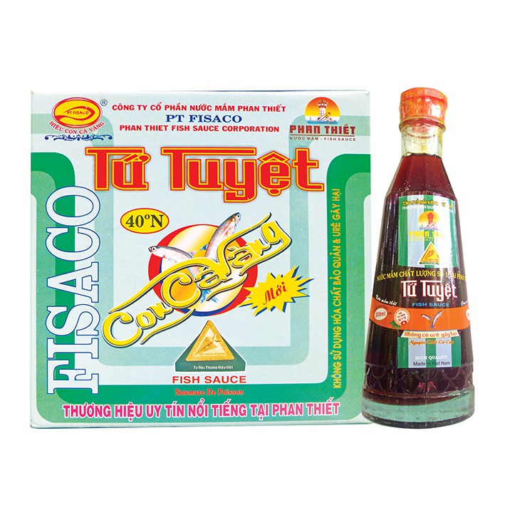 Thùng 6 chai NƯỚC MẮM TỨ TUYỆT hiệu CON CÁ VÀNG PT FISACO (chai 320ml - 40 độ đạm)