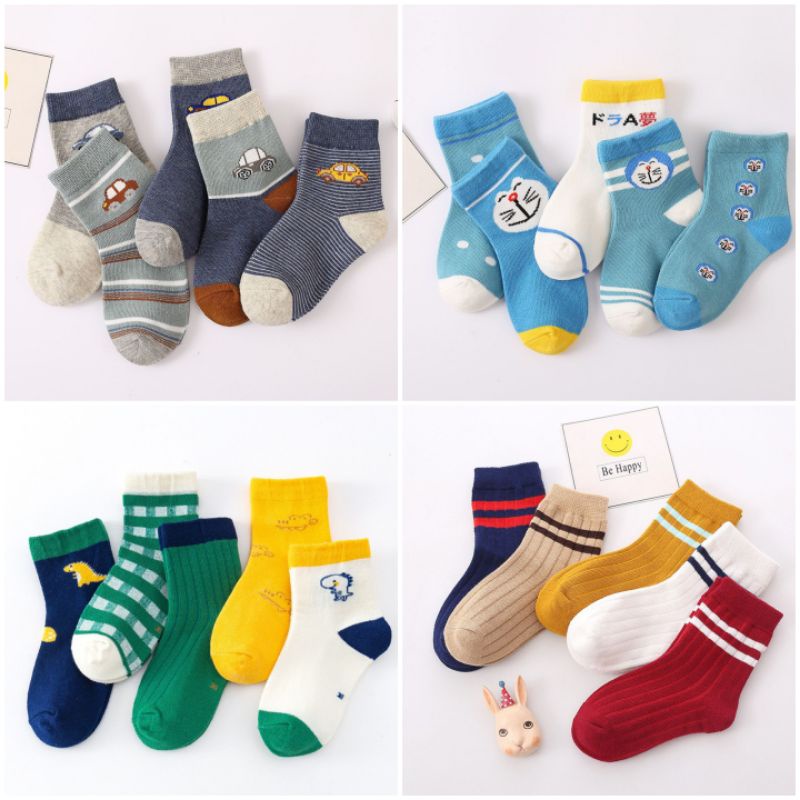 Set 5 đôi Vớ cổ cao dày mịn ấm áp cotton cao cấp cho bé từ 1 - 12 tuổi