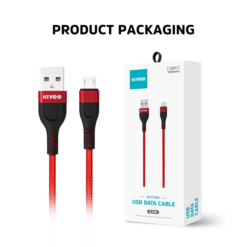 [ Chính Hãng Kivee ] Dây Cáp Sạc Nhanh Micro Usb / Type-C Dài 1m Cho Iphone Android Phone CT302