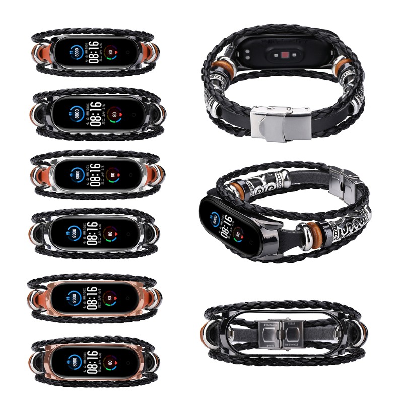 Đồng Hồ Đeo Tay Dây Da Thời Trang Cho Xiaomi Mi Band 5