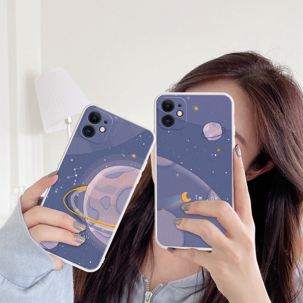 Ốp Điện Thoại Chống Sốc In Hình Hành Tinh Màu Tím Hoạt Hình Cho iPhone 13 Pro Max 11 12 Pro Max 6 6S 8 7 Plus X XS iPhone 12 13
