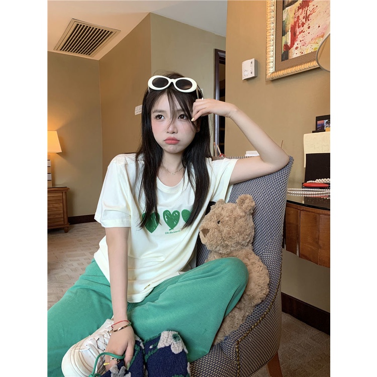 Áo Thun NgắN Tay Thêu HìNh TráI Tim Xinh XắN Cho Nữ JL-TX-446