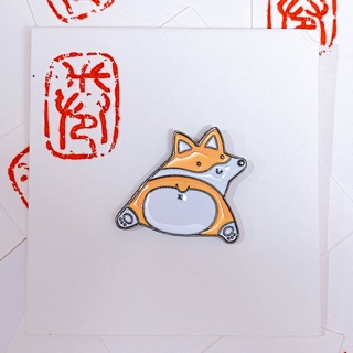 Pin cài hình cún corgi