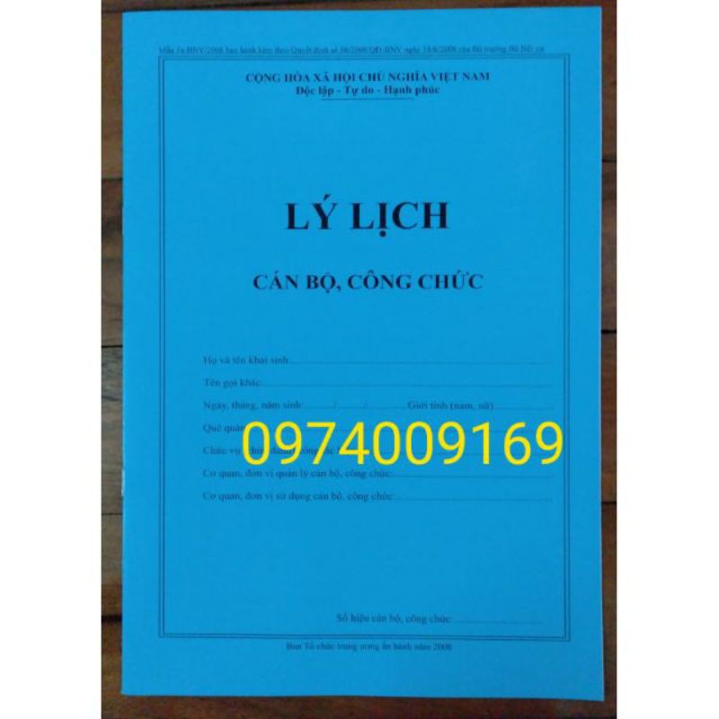 Lý lịch cán bộ công chức mẫu 1a-BNV/2008 (10 quyển)