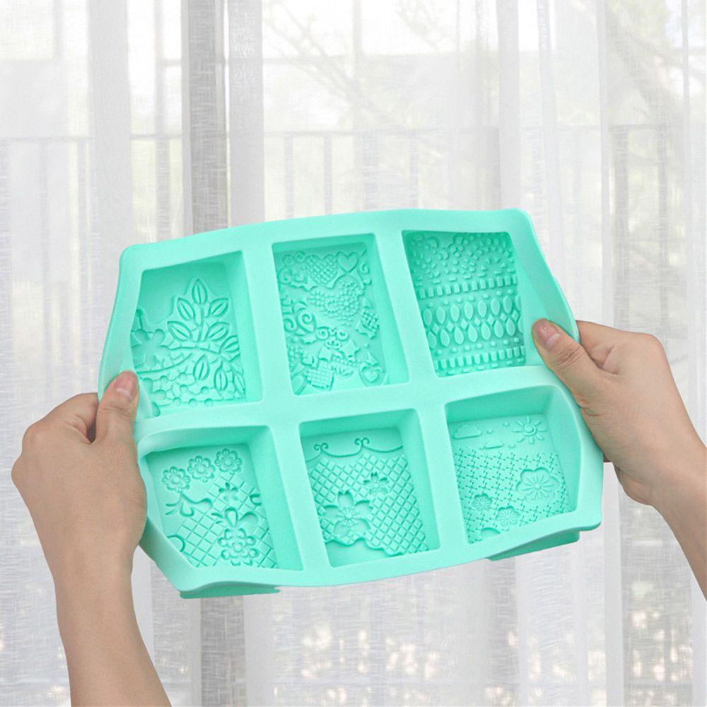 Khuôn Silicone Làm Xà Phòng 6 Ngăn Tạo Họa Tiết 3D DIY