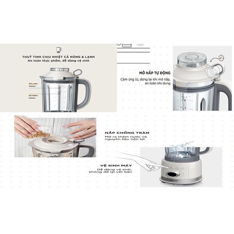 Máy Làm Sữa Hạt Đa Năng - Sữa  Đậu Nành - Xay Sinh Tố - Bear PBJ-B10U5 1,5L