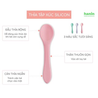 (HTN192)Thìa muỗng ăn dặm silicon cho bé tập xúc Hanin Baby - Thiết kế thông minh, chất liệu an toàn