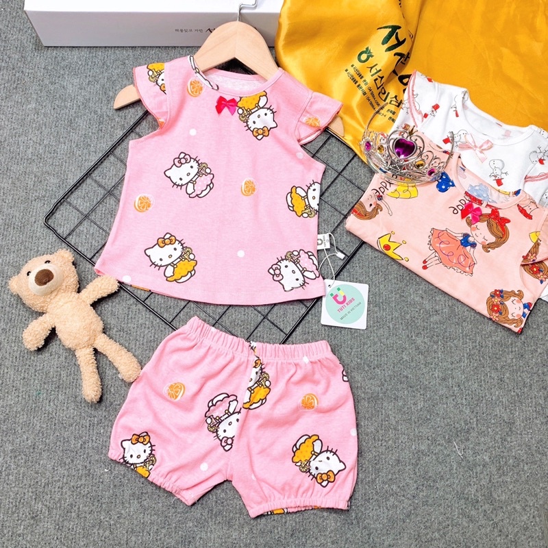 Đồ bộ bé gái bộ bé gái cánh tiên vải thun borip thoáng mát, co giãn hút mồ hôi