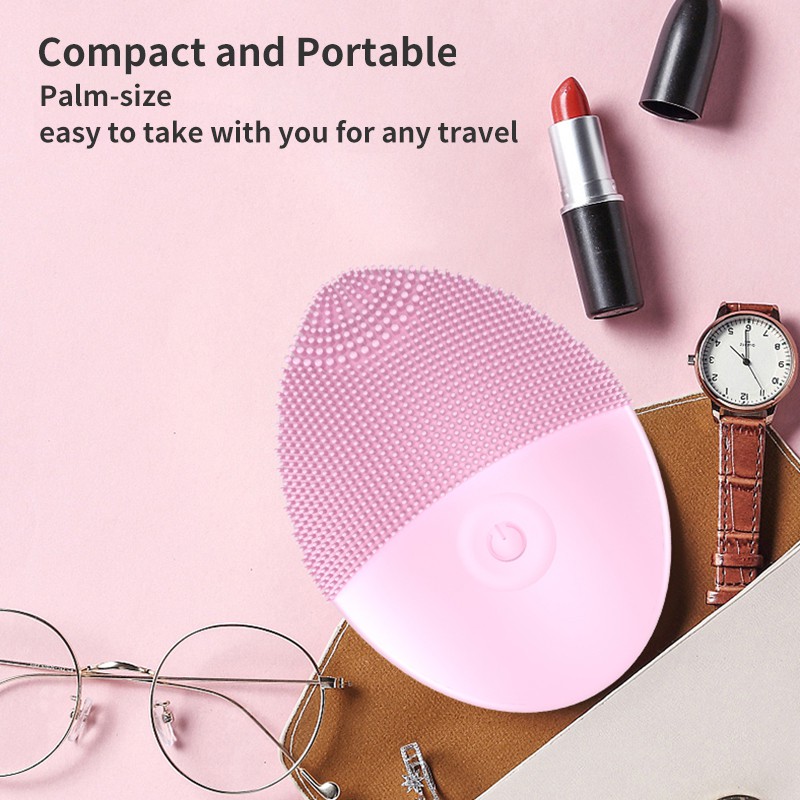 Bàn chải rung massage rửa mặt chạy điện chống lão hoá bằng silicone cao cấp cho nữ