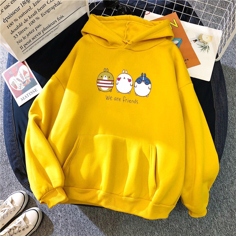 Áo Hoodie From Rộng Unisex Hoạt Hình Thỏ WE ARE FRIENDS Cute , Vải Nỉ Mềm Mại  Phong Cách  HOT TREND TTSPA0110