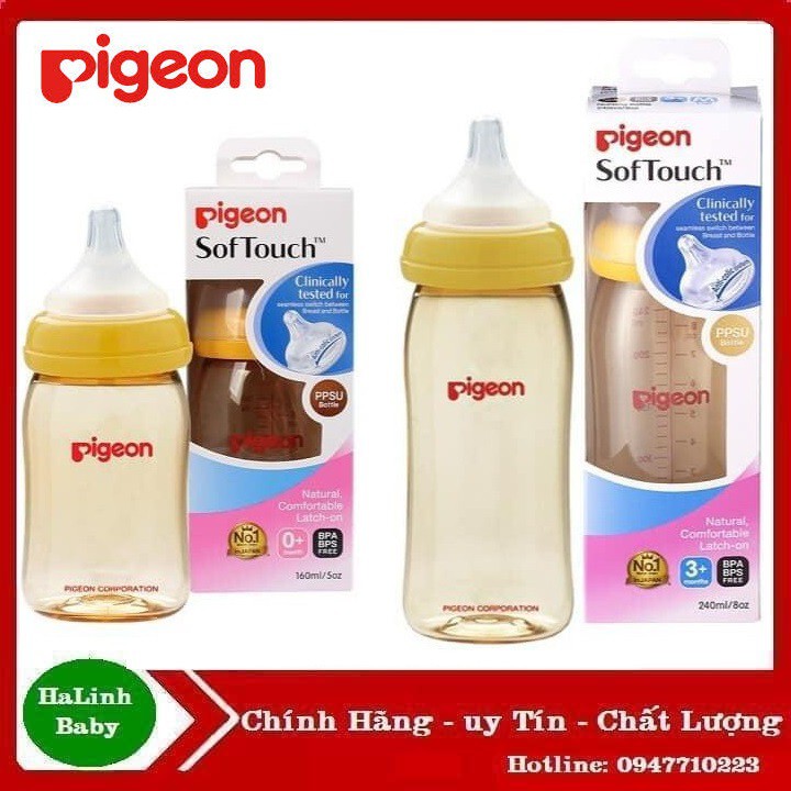 Bình Sữa Pigeon PPSU Plus 160ml, 240ml ( Cổ Rộng )..: