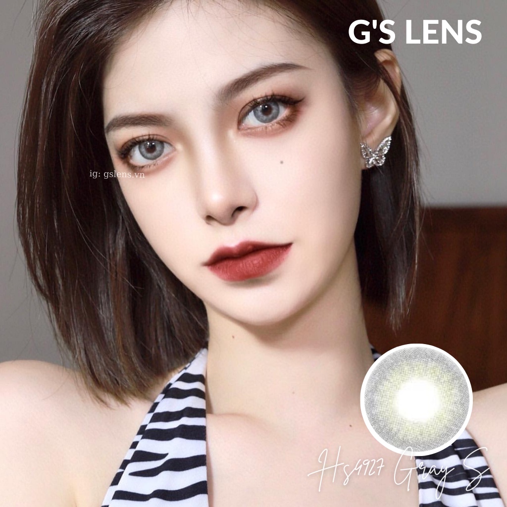 Lens Mắt Kính Áp Tròng Xám Tây Giãn Nhẹ Size S 14.2mm Có 0 Đến 6 Độ Cận Hs4927 Gray