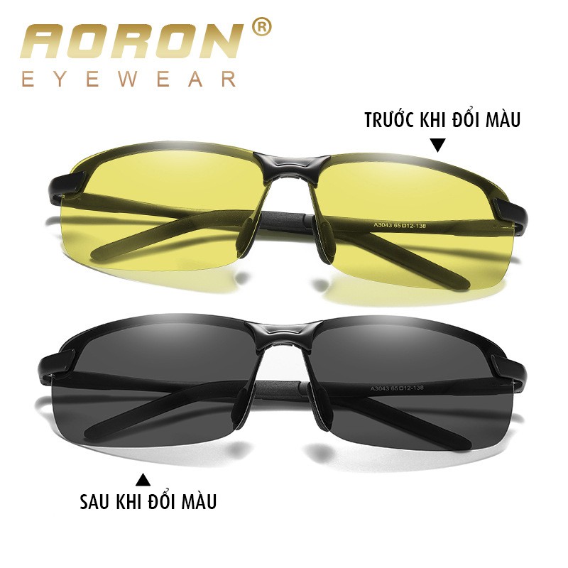 [CHÍNH HÃNG] Kính đổi màu đi ngày và đêm CHÍNH HÃNG AORON A3043 gọng Nhôm Magiê nhẹ,mắt kính polarized phân cực,