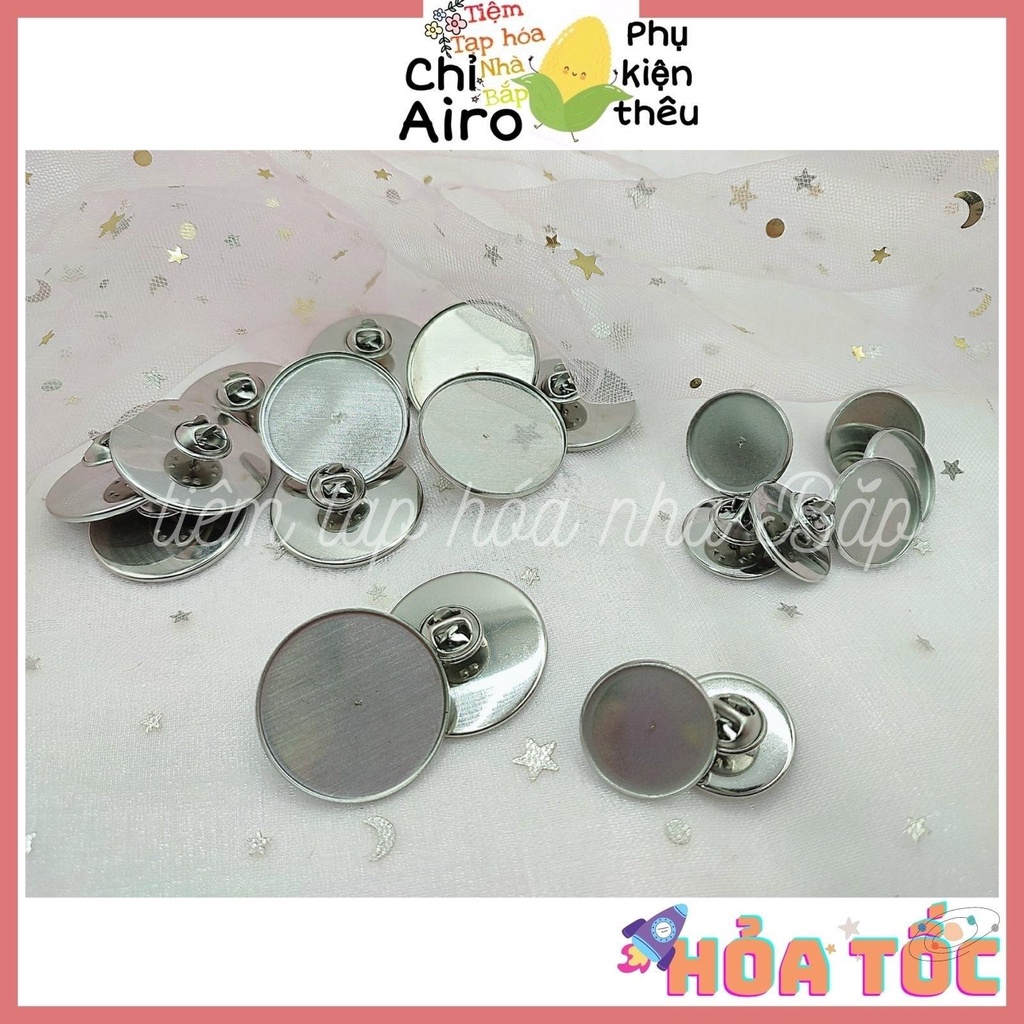 Phôi Pin Cài Áo Hình Tròn Võng, Hình Thoi Mạ Inox Không Gỉ