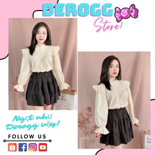 Chân Váy Voan Hoa Ngắn Chữ A Xòe 3 Tầng 𝘍𝘳𝘦𝘦𝘴𝘩𝘪𝘱, Đầm Ngắn Nữ Có Lót Trong 2 Màu Đen Trắng
