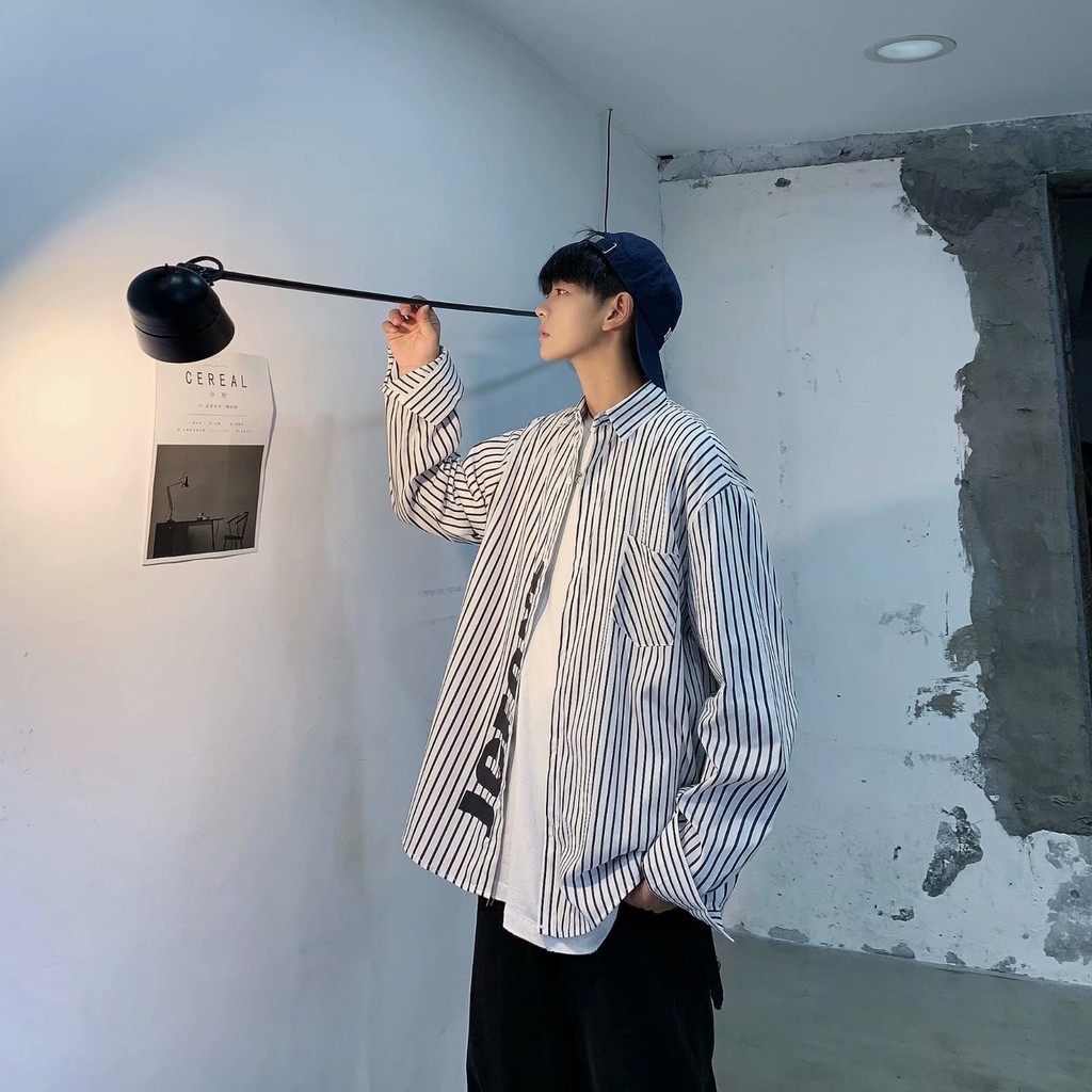 Men's dynamic style long-sleeved striped shirt | BigBuy360 - bigbuy360.vn