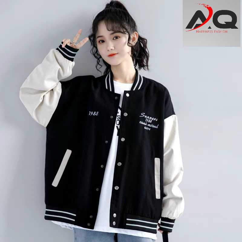 Áo khoác dù 1988 áo Bomber khoác dù bóng chày 2 Lớp Chống Nắng form rộng nam nữ ulzzang- AQ STORE