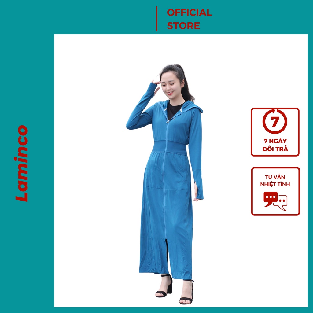 Áo chống nắng thông hơi 2 lớp cao cấp dáng dài thoáng khí có lưới co giãn làm mát UPF 50+ Laminco v100