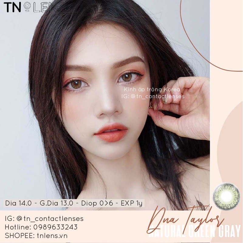 [HOT] Kính áp tròng cao cấp DNA TAYLOR NATURAL GREEN GRAY màu xanh xám tự nhiên trong veo